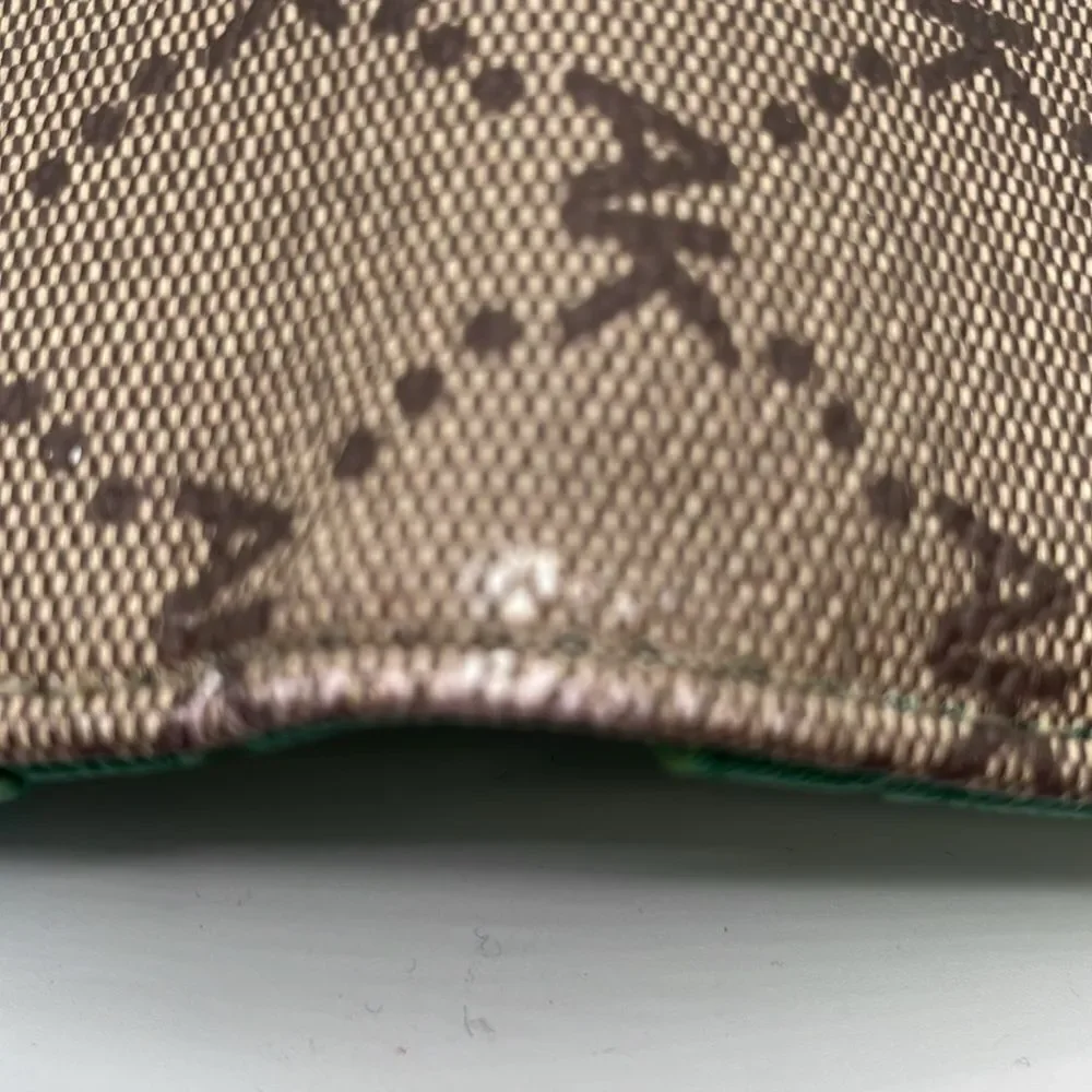 Anne Klein Slim Bi-Fold Wallet Card Holder Beige Brown Monogram Snap closure